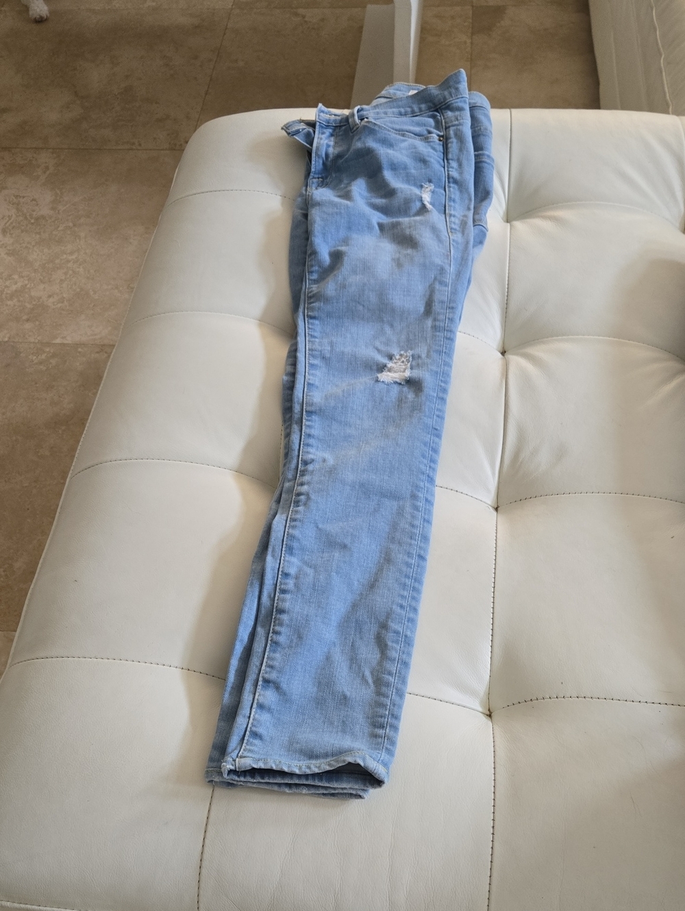 Frame Denim Light Blue Distressed Skinny Jeans